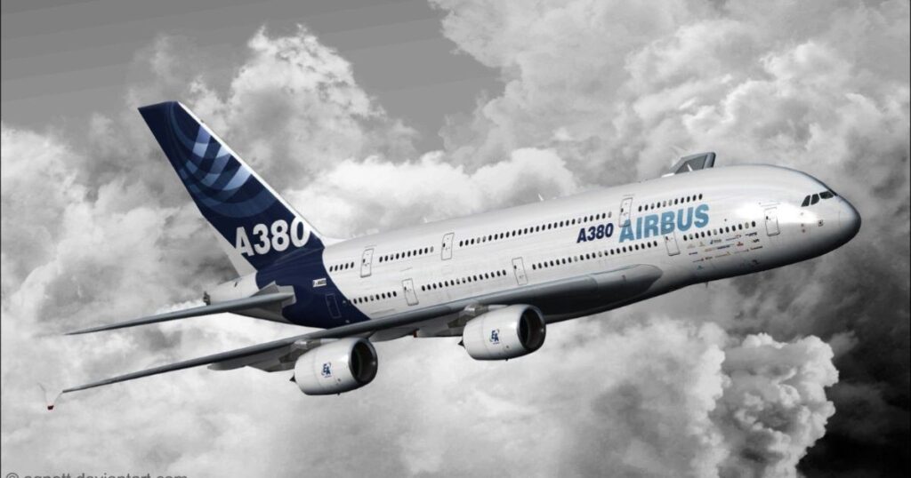 An 80 feet long Airbus A380 captured in a stunning photograph by Jonathan K, showcasing its impressive design and size.